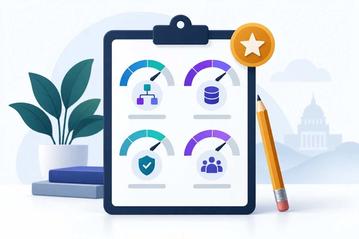 Readiness scorecard with four dimension gauges