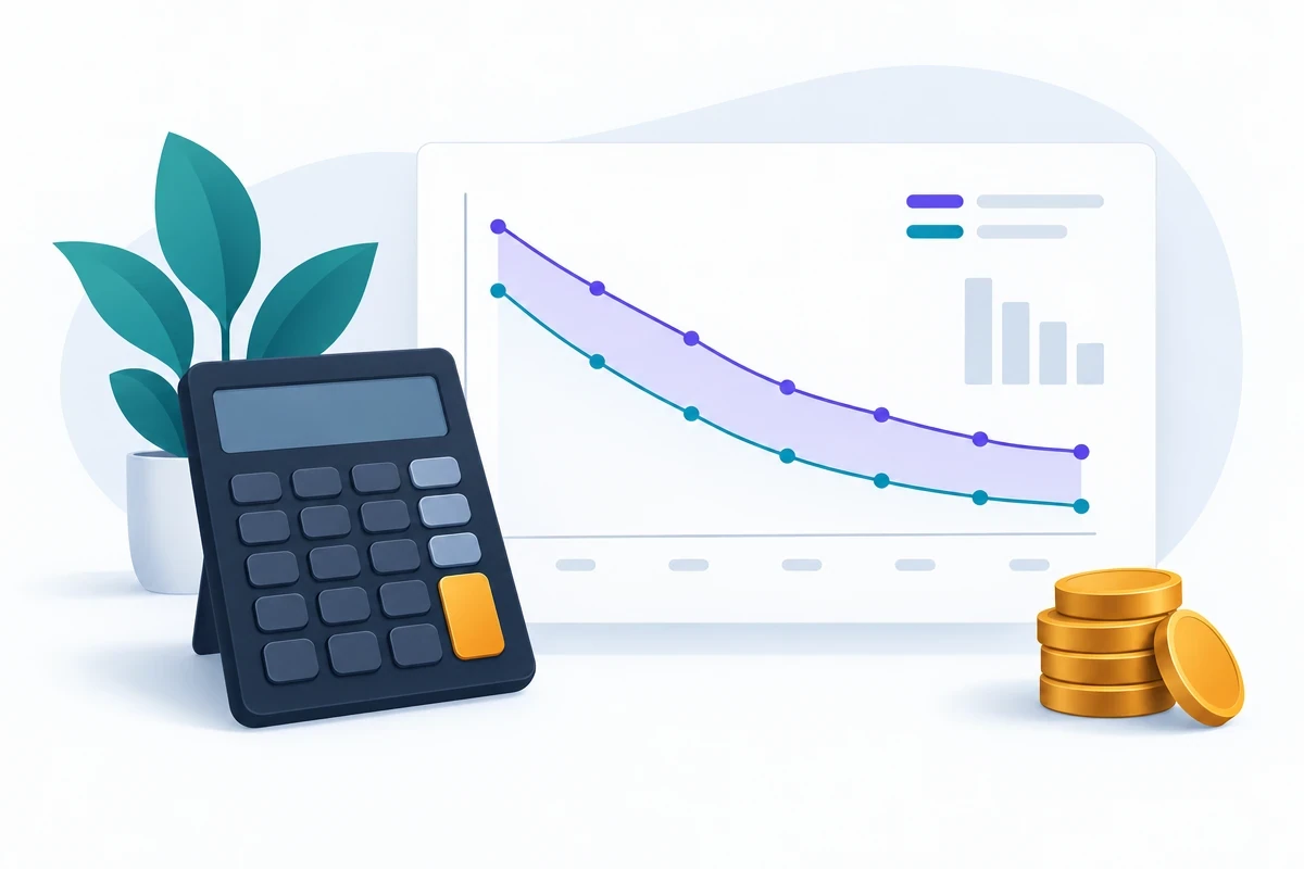 Calculator and a savings range chart